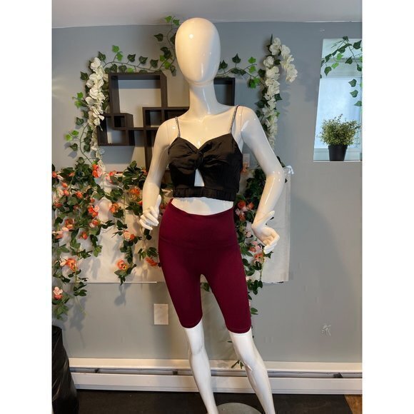 Bozzolo Seamless Rib Tummy Tuck Biker Wide Waistband Shorts Wine Size S/M RefFNB - Picture 5 of 10